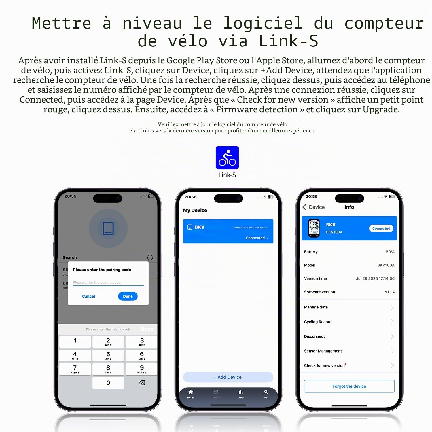 Ordinateur de vélo GPS sans fil ANT+ Bluetooth 2,6" Écran en verre Batterie 50H