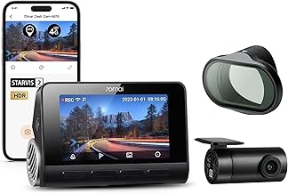 Cámara de tablero 70mai New Dash Cam A810 con accesorio para cámara de coche 70mai, Cámara Dual HDR frontal y trasera, GPS incorporado, Visión Nocturna, Soporta 256GB máx., Modo Guardián de Estacionamiento Inteligente, Detección de Movimiento AI