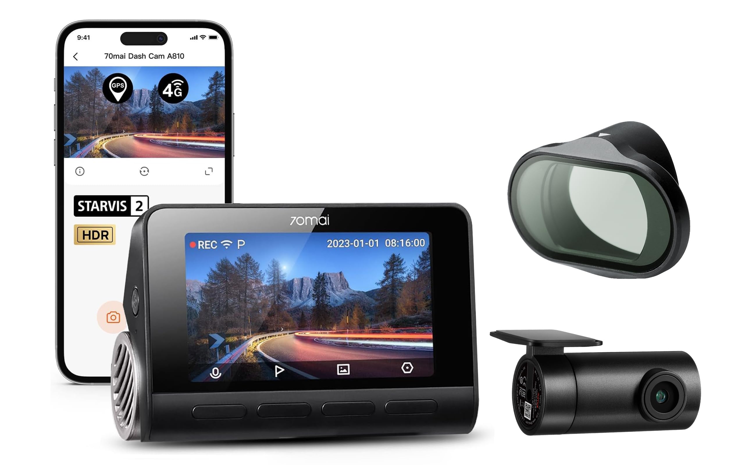 Amazon.com: 70mai New Dash Cam A810 with 70mai Dash Cam Accessory