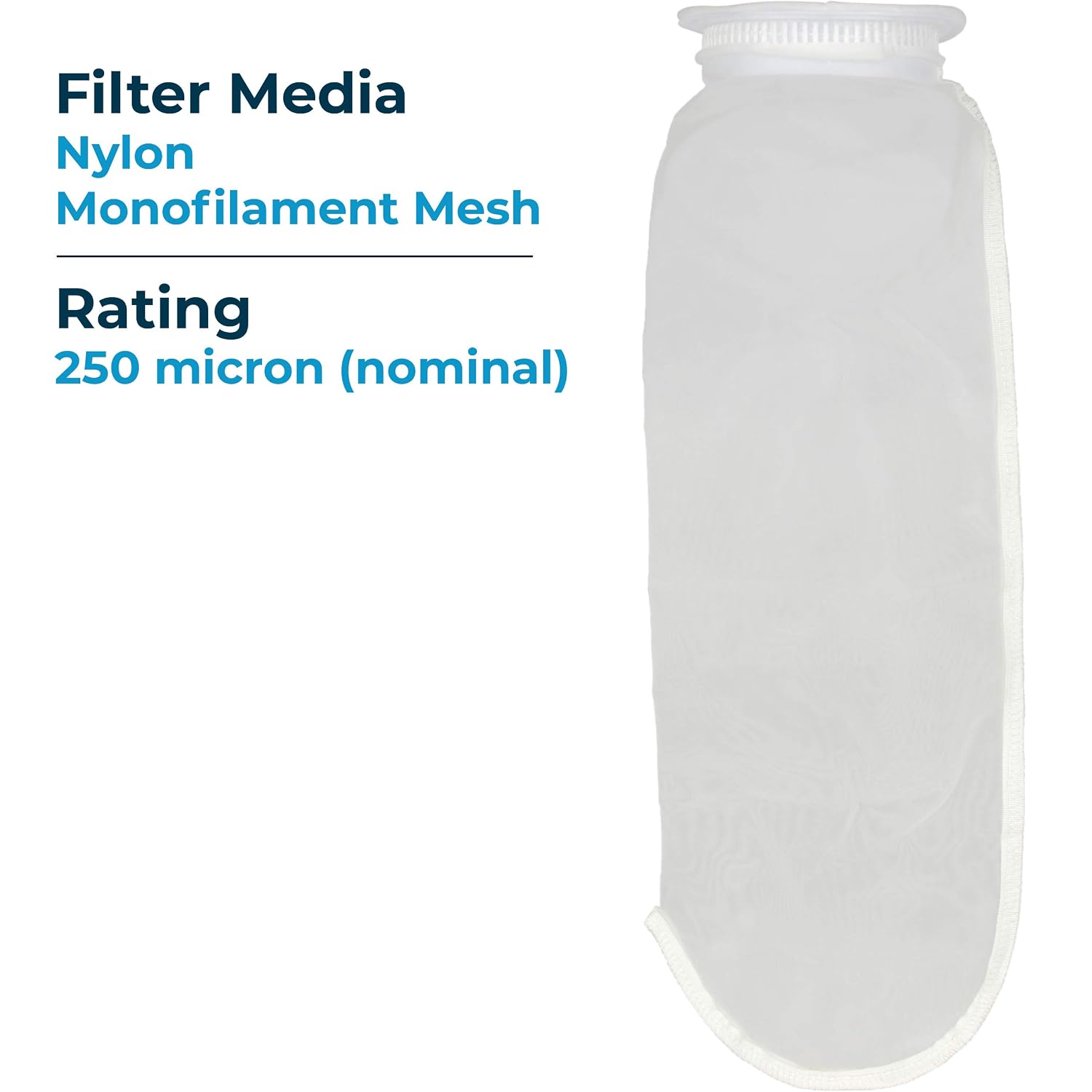 SpiroPure SP-BN-420-250 250 Micron #4 (4" x 15") Woven Nylon Monofilament Mesh Liquid Bag Filter BN-420-250 255035-03 (Case of 40)