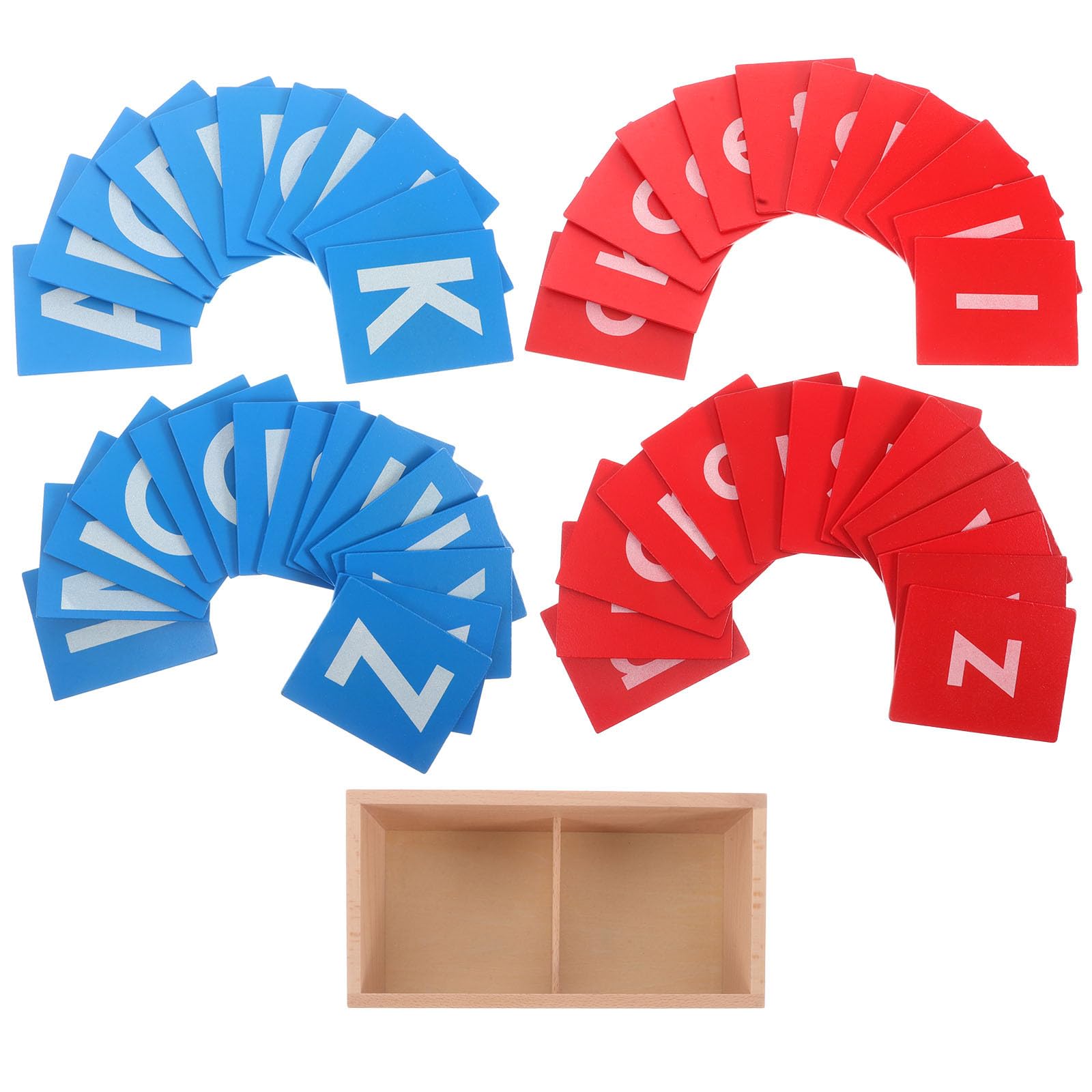 Montessori Tavola Lettere in Legno con Vetrata Rossa e Blu Strumento Educativo Tattile per Età Prescolare e Scuola Materna Gioco Didattico per Apprendimento Linguistico e