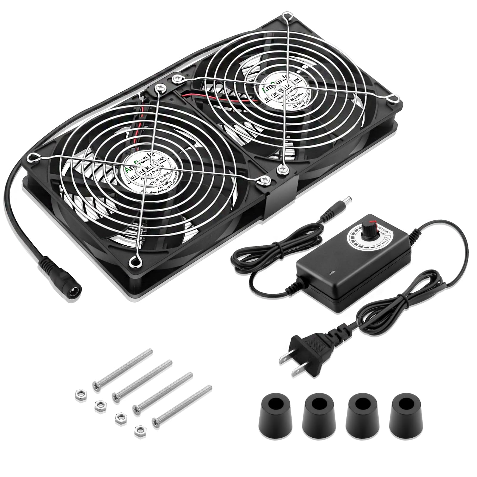 Computer Gehäuselüfter 120mm x 2 mit AC Stecker Variable Geschwindigkeit 110V-240V für Bergbaumaschine Chassis Server Kühlung Workstation