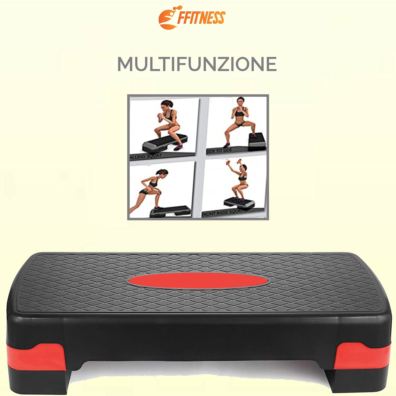 Fitness Step Multifunzione per Aerobica Tapboard Banco a Gradini Regolabile 2 Altezze Superficie Antiscivolo