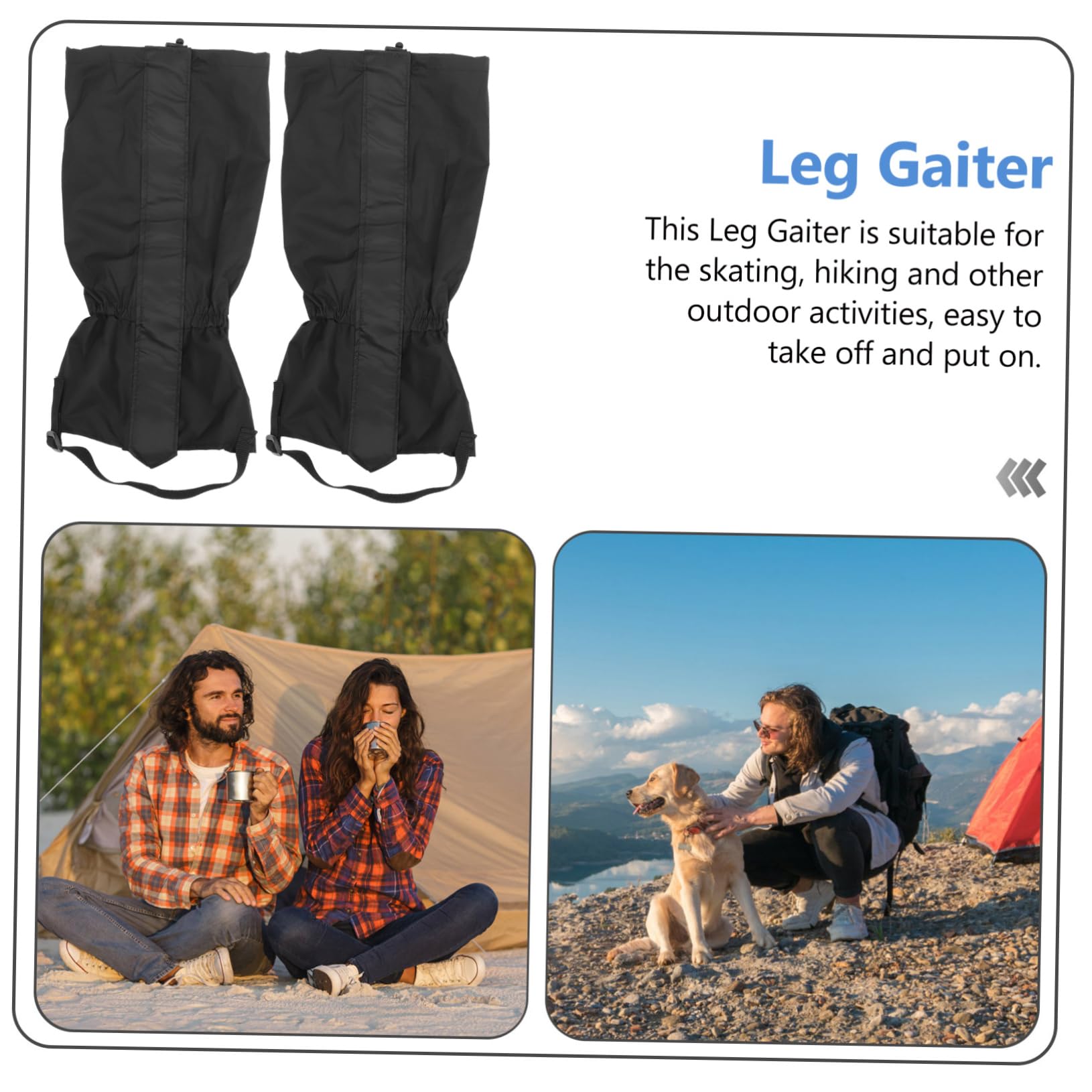 WOONEKY 1 Pair Leg Gaiters Waterproof Hiking Gaiters for Men Calf Cover Strap for Outdoor Activities