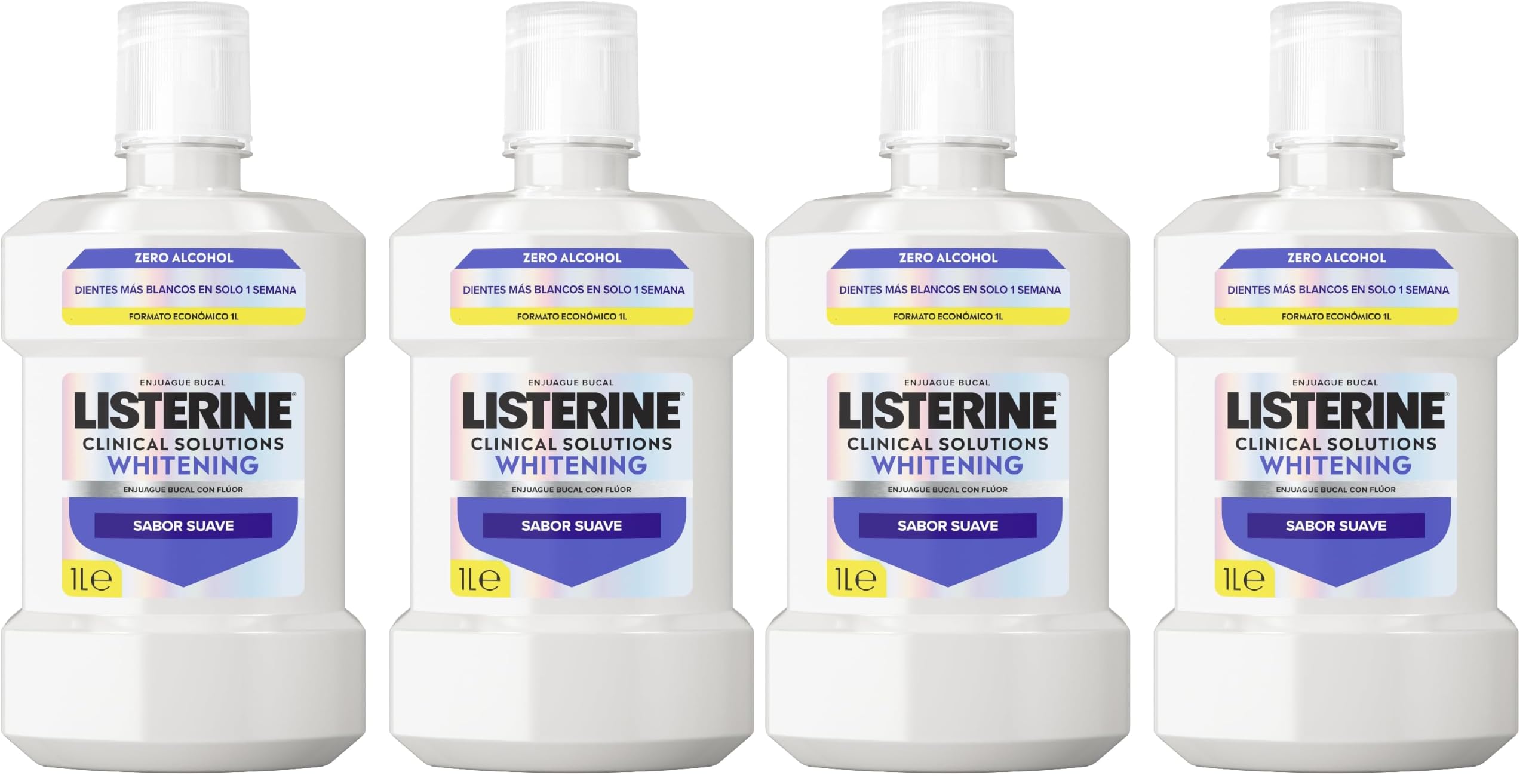 Listerine Advanced White Mild Flavor (pack de 2 x 1 L), bain de bouche blanchissant, bain de bouche sans alcool, élixir oral pour un nettoyage buccal optimal, arôme menthe (Lot de 2)