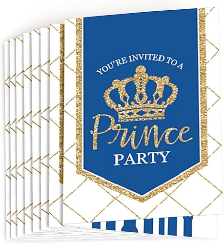 Miniatura 2 de Big Dot of Happiness Príncipe Real Encantador - Rellena invitaciones para baby shower o fiesta de cumpleaños (8 unidades)