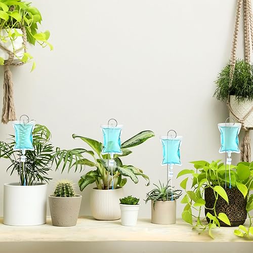 Miniatura 5 de Norme Juego de 9 piezas de riego por goteo para plantas, bolsa de agua de goteo de 16.9 fl oz, con estacas de varilla de soporte, sistema de riego