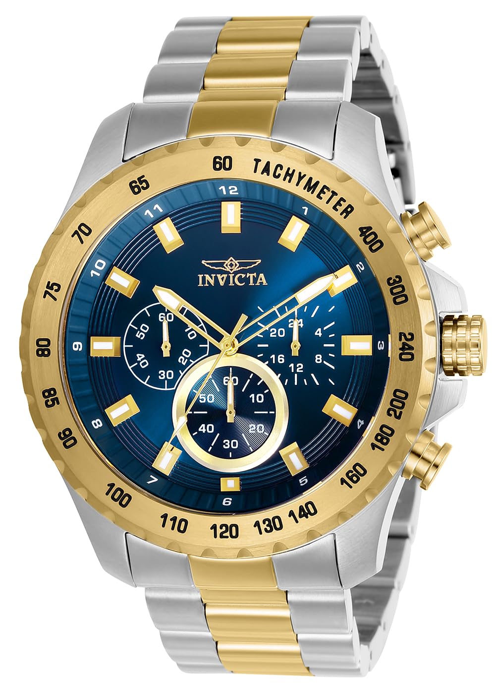 Invicta Stainless Steel Speedway Chronograph Blue Dial Analog Watch for Men's - 24214, Band Color:Two-Tone