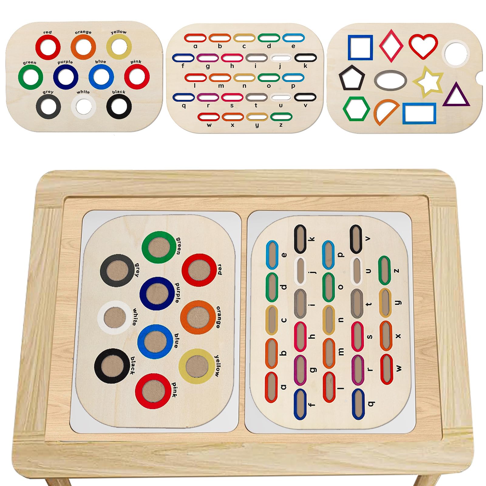 Sensory Table Inserts,Children's Sensory Tray Tabletop Board Game Wooden Flat Board Parent-Child Interactive Early Education Toys