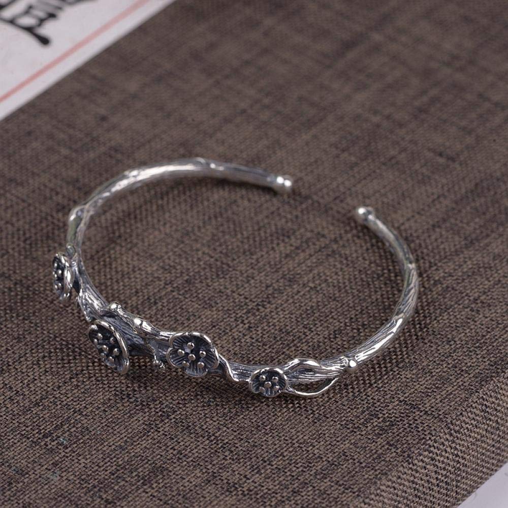 Bracelet rétro S925 fleur de prunier ajustable le cadeau idéal pour exprimer votre affection - 6