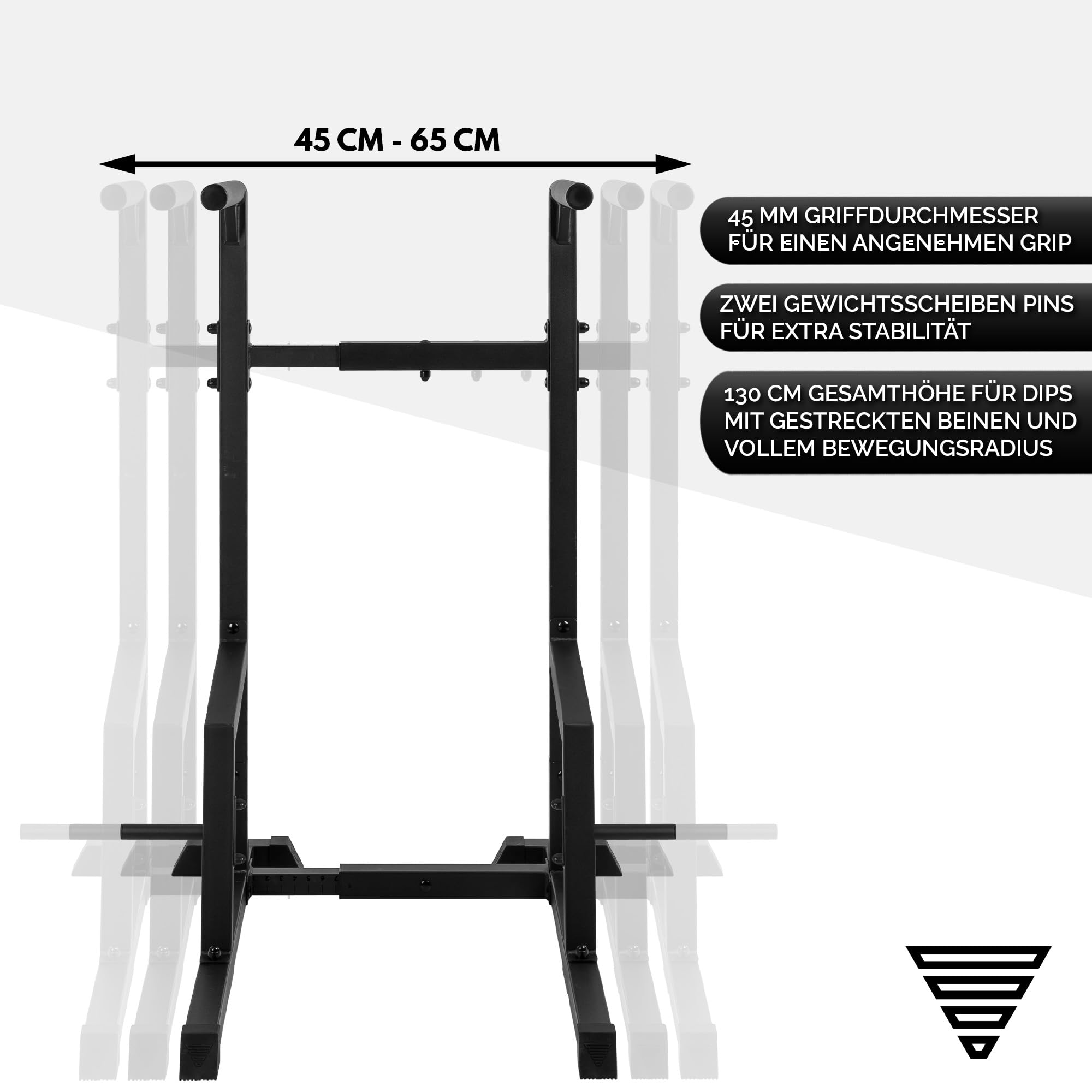 GORNATION Dip Station für Calisthenics & Homegym, Verstellbare Dip Barren Indoor & Outdoor, Freistehende Dip Bars für Dips, L-Sits, & Abs Training, Dipstangen