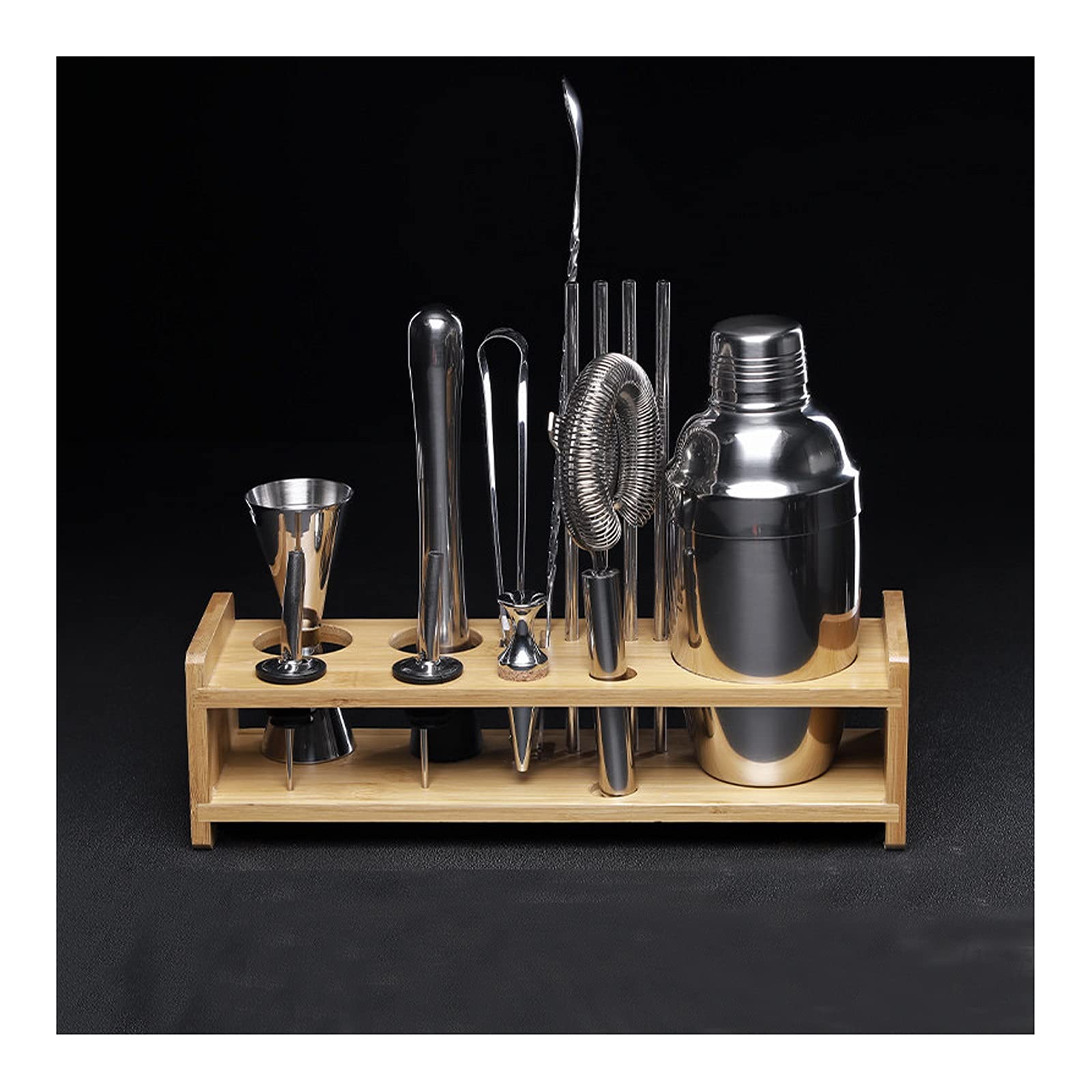 Shaker Cocktail Kit de mélangeur de boisson kit de barman avec support,barre bar Shaker cocktail Ensemble pour le meilleur kit de barman pour les débutants Ensembles d'accessoires de Bar (Color : B)