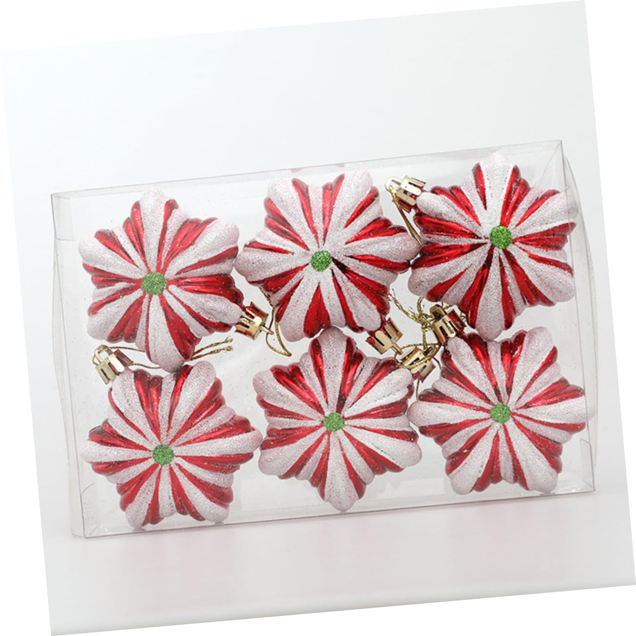 SOLUSTRE 4 Set Ciondolo Stella Esagonale Natale Mini Ornamenti Per Alberi Forme Ornamenti Stellari Neve Artificiale Decorazioni Ufficio Decori Sospesi Ciondolo Natalizio Plastica 6 Pezzi*4