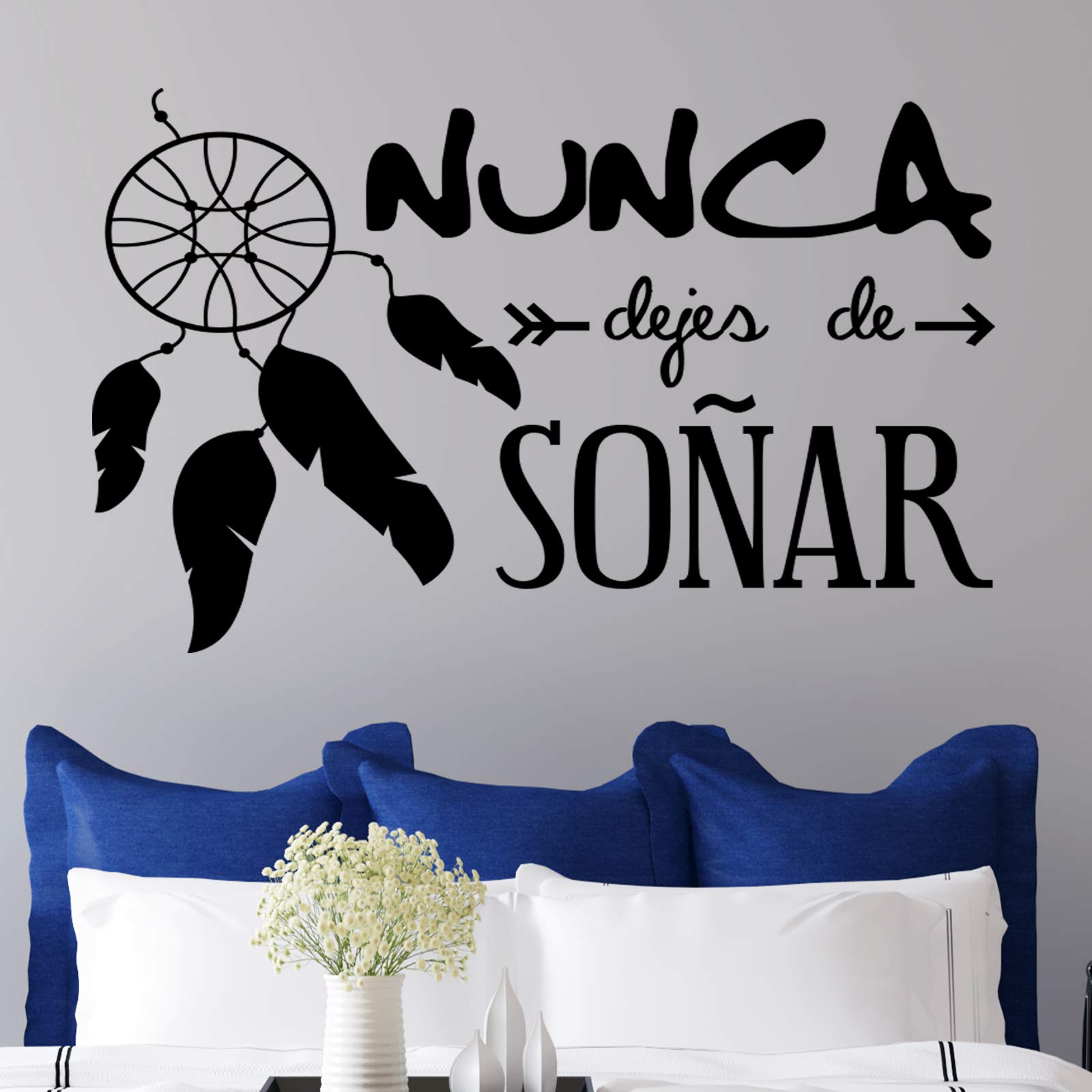 Adesivi da parete decorativi con frase motivazionale"NUNCA DEJES DE SOÑAR." Adesivi decorativi murali Decorazione casa Docliick DC-19157, nero