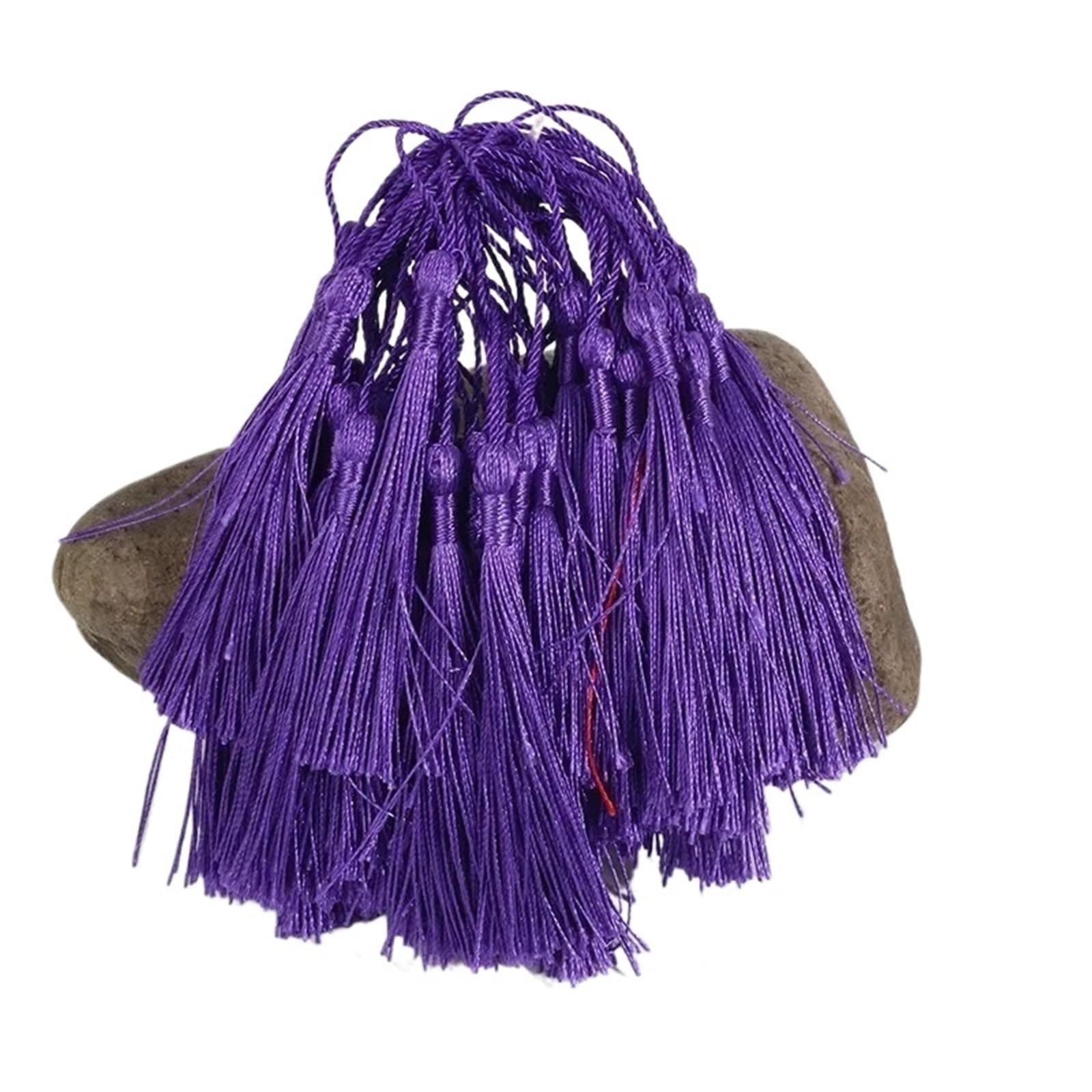 Mini Tassels 200Pcs 13cm Tassels Bookmark Tassels Silky Handmade Soft Craft Mini Tassels for Bookmarks Trim Fringe DIY Crafts Jewelry Making for Crafts(22A purple)