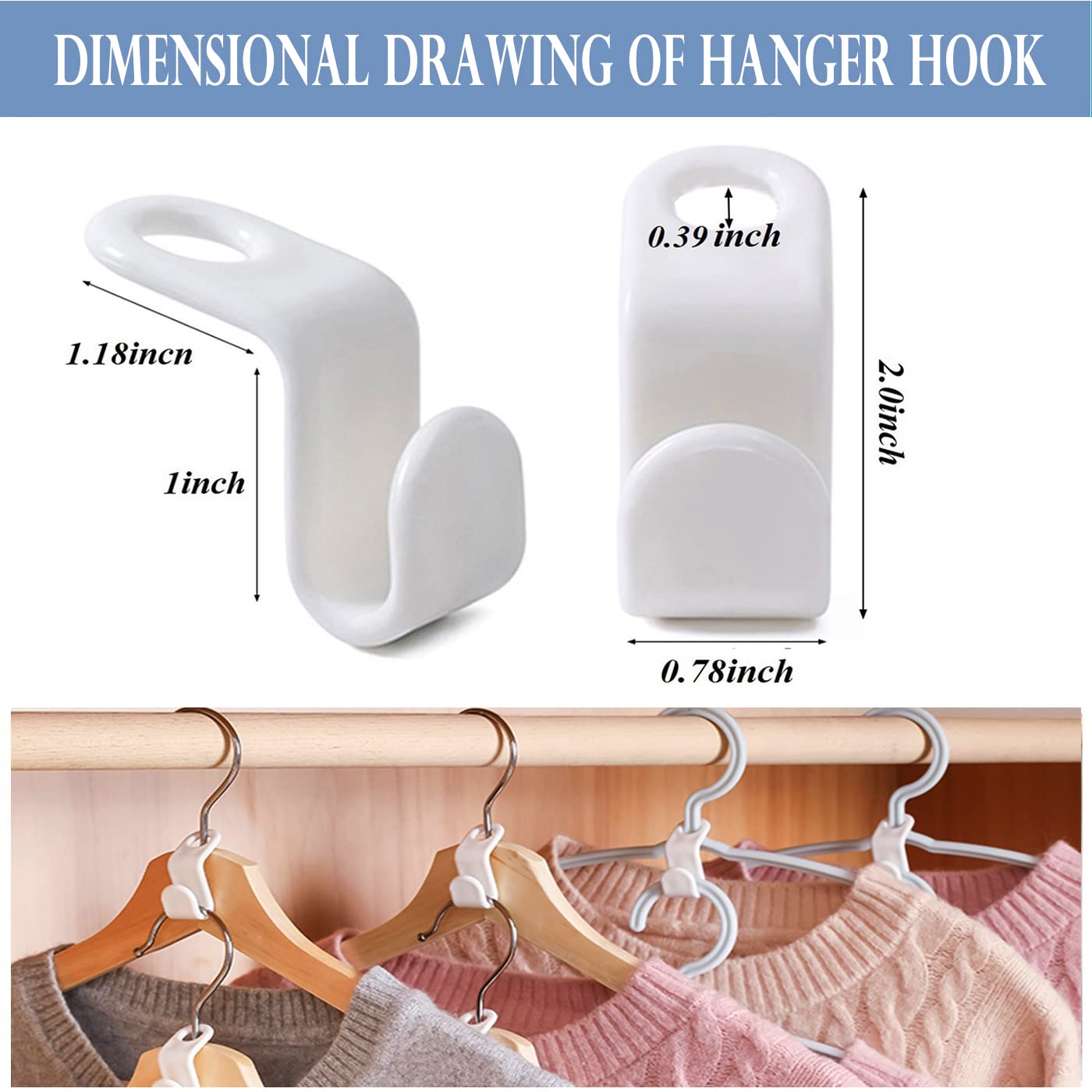 50-Pack Cascading Hanger Hooks – Space Saving Closet Organizer, Holds Up To 11 Lbs Each - View #5