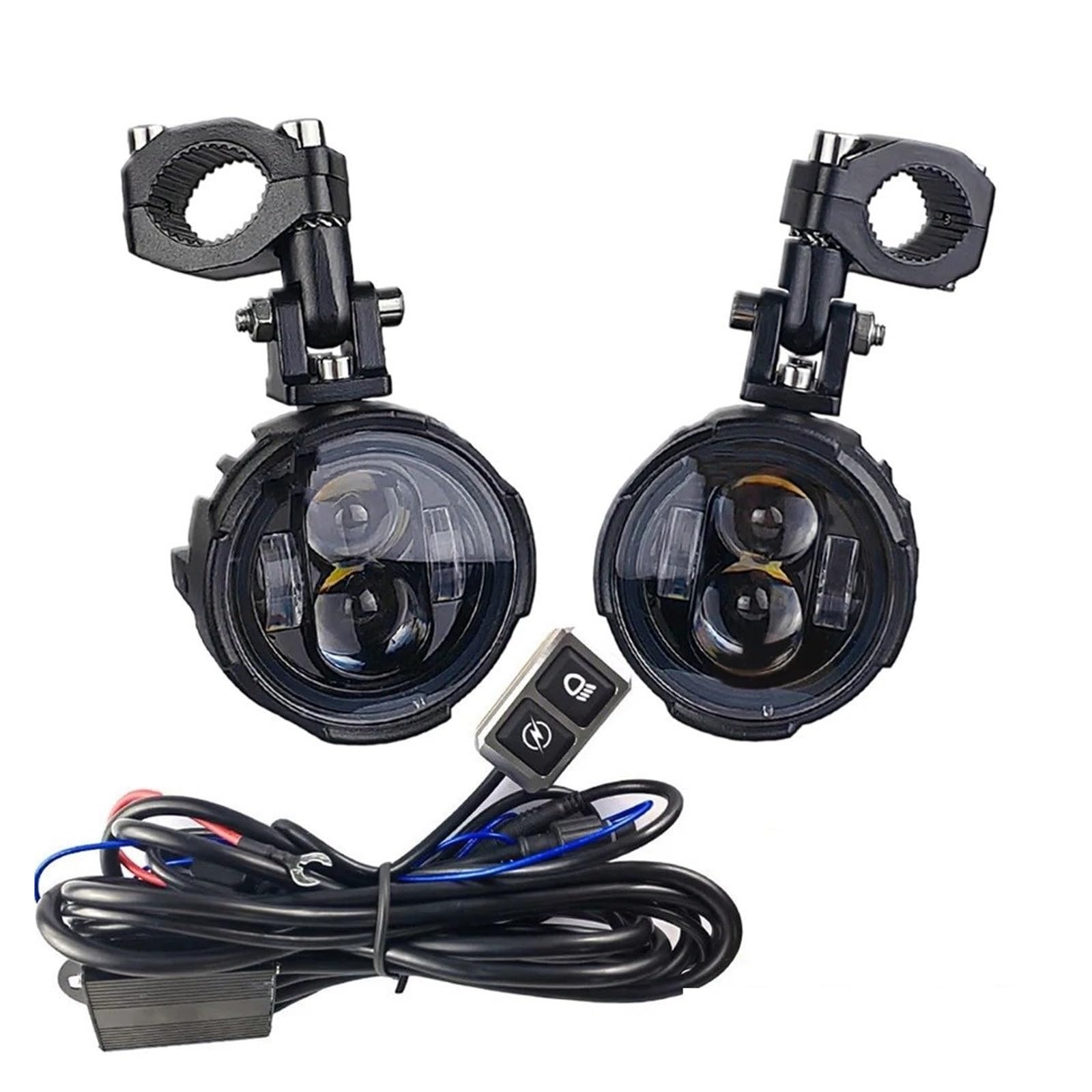 SANCAK Fari Per Motociclette Fendinebbia Per Moto Lampada Di Guida Ausiliaria A LED Faretti Per Fari Per Interruttore Cablato 100 W Bicolore