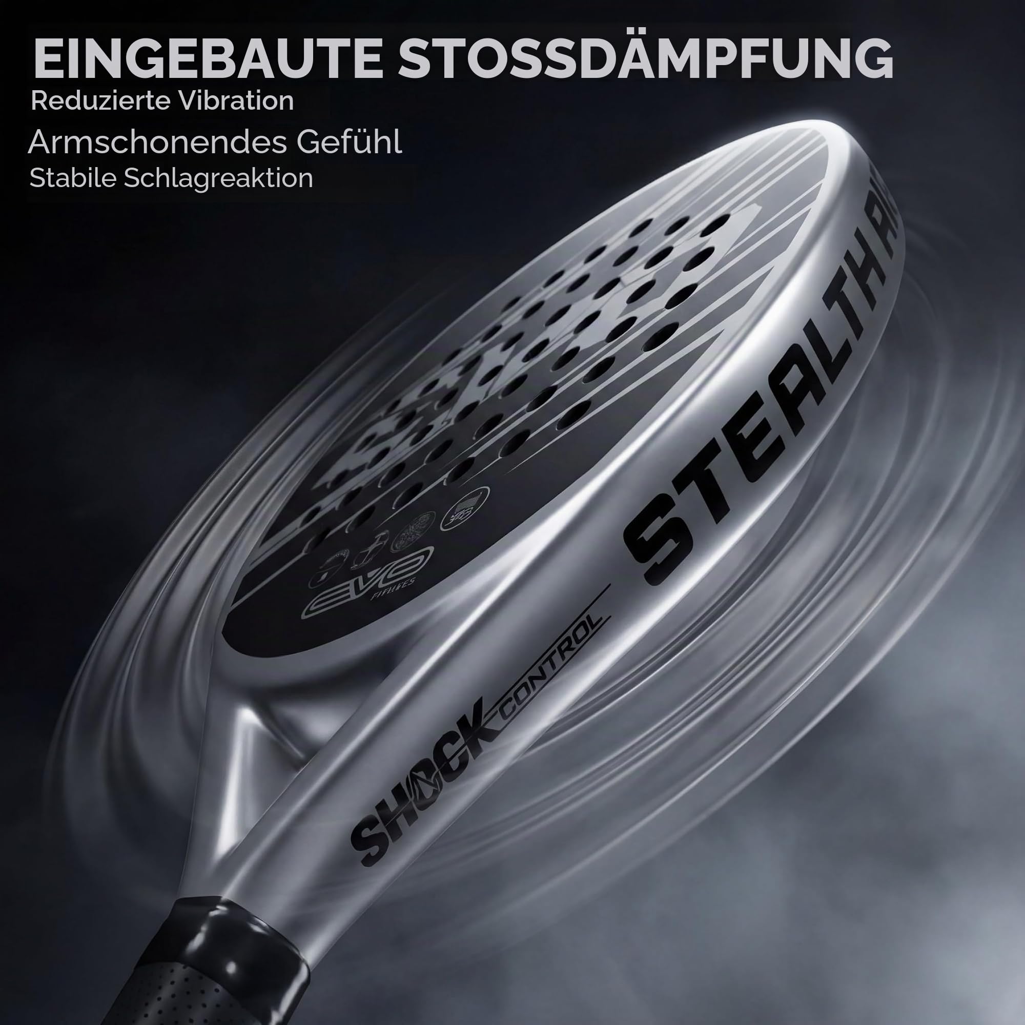 EVO Fitness Padel Racket – Soft Eva Foam Core for Maximum Control – 350g Lightweight Paddle Rackets for Adults – Extra Large 525cm² Head Surface Padel Tennis Racket