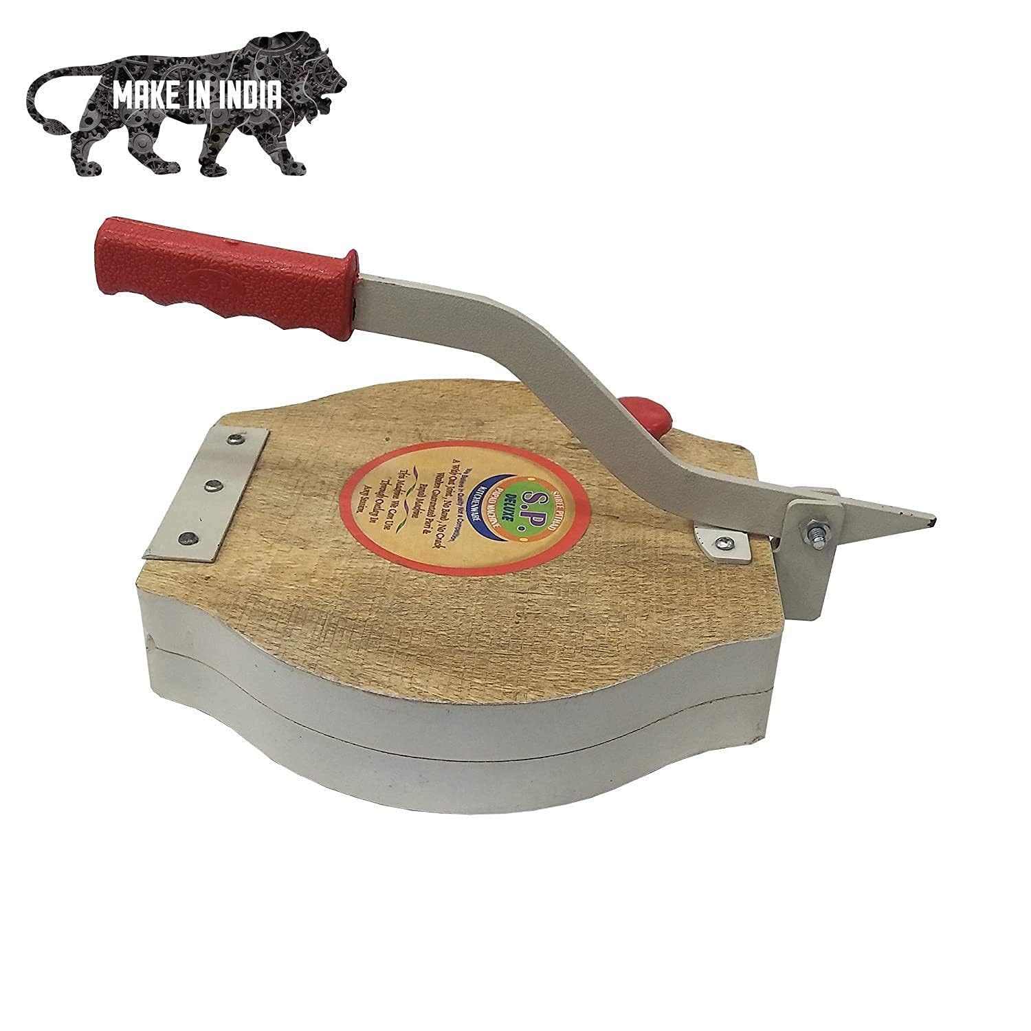 TE Manual Heavy Round Wooden Board Papad-Puri Press Maker Plywood Machine with Iron Handle Papad Maker Machine (Multicolor)-image-28