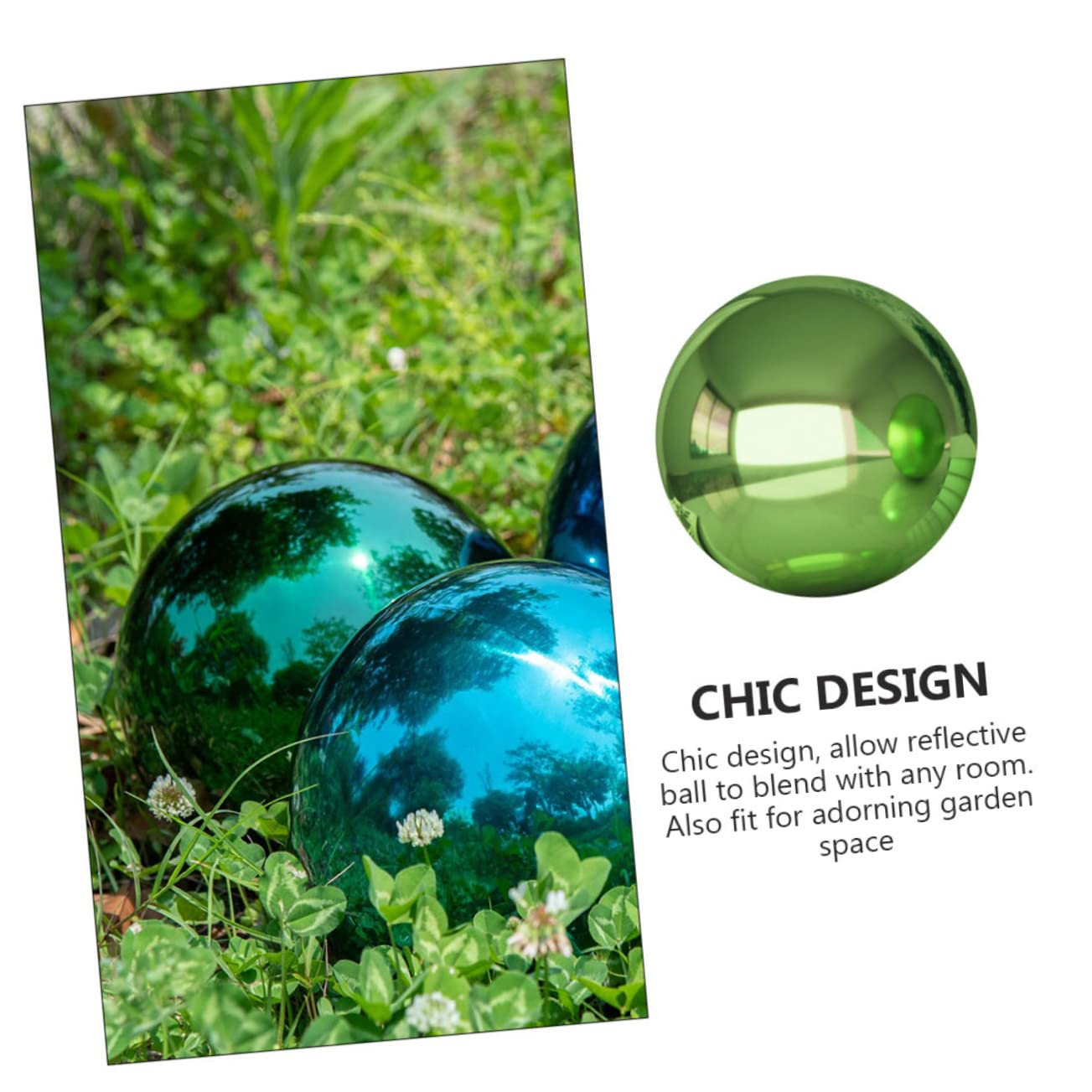 Sfera riflettente da giardino, 2 pezzi, decorazione che adorna il globo riflettente per l'osservazione esterna, sfera infrangibile, per specchi esterni, sfera da giardino, sfera lucidante in acciaio
