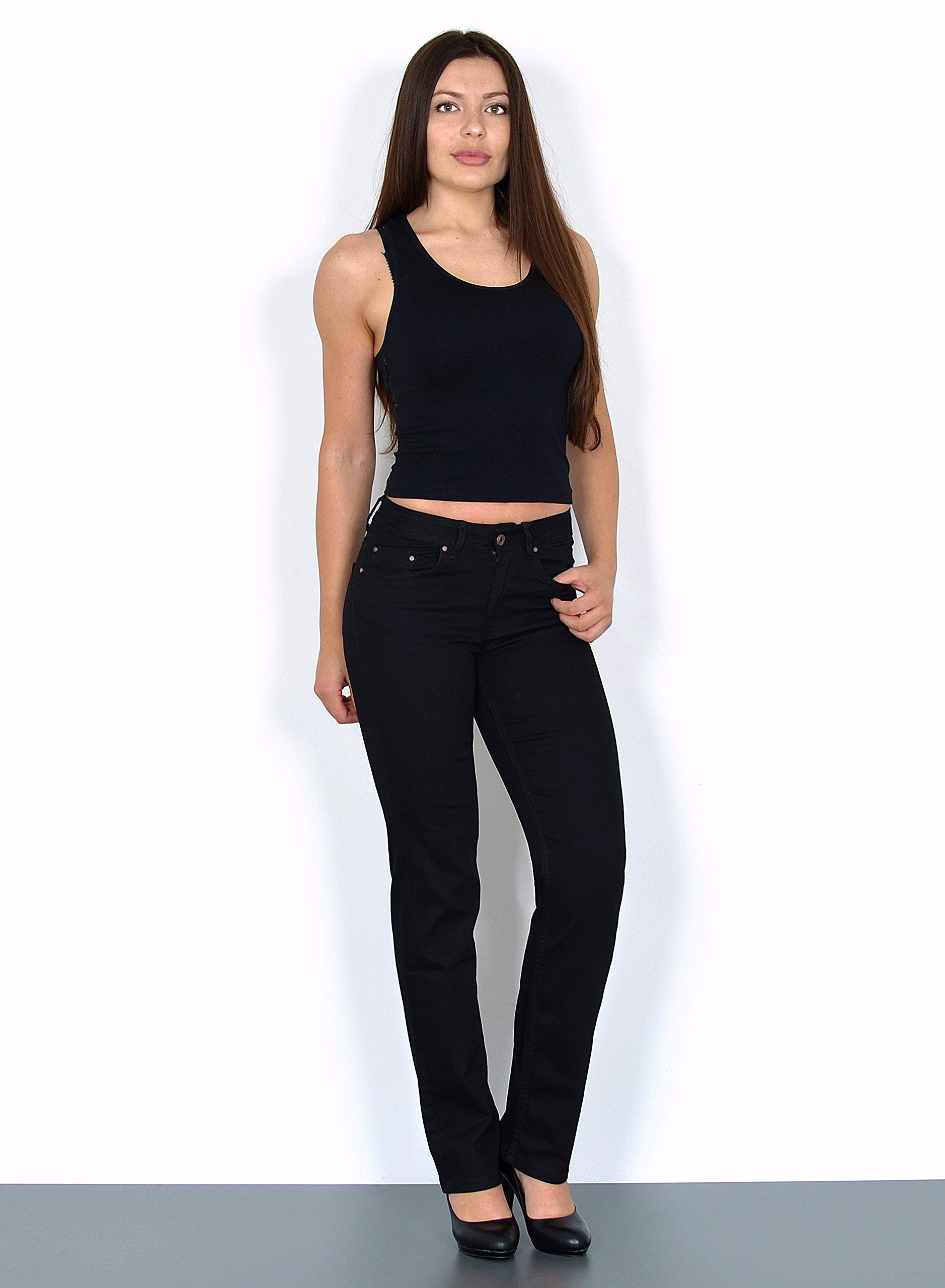 ESRA Straight Jeans Damen Stretch Hose Damen Jeans High Waist - Premium Damen Jeans Gerades Bein bis Übergröße Große Größe G6