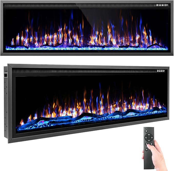 Chimenea Eléctrica Kucreiheat 60 Pulgadas, Empotrable, Control Remoto miniatura 6