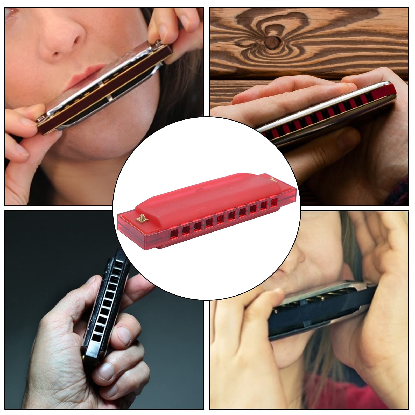 Harmonica for Kids, 10 Hole Harmonica Environmentally Friendly Plastic Elegant Design Plastic Harmonia for Beginners for Amateurs(Crimson) - Image 2