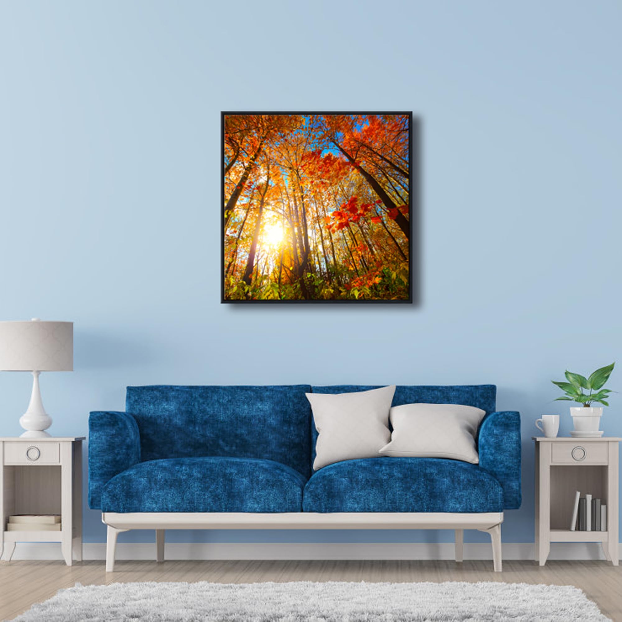 Pyradecor Kunstdruck auf Leinwand, gerahmt, modern, Naturlandschaft, Kunstwerk, letzter Hauch von Sonnenuntergang, Bilder für Wohnzimmer, Schlafzimmer, Heimdekorationen