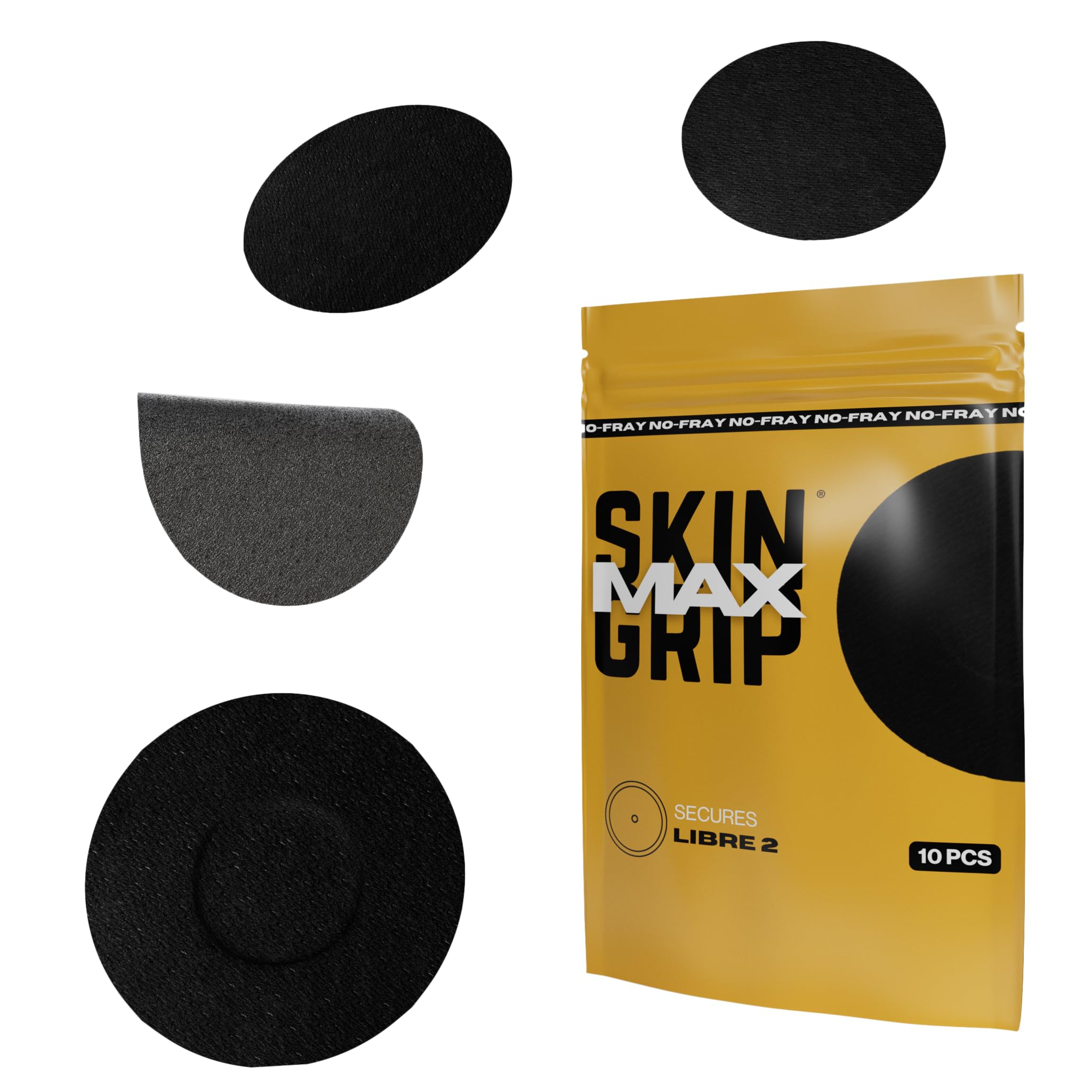 MAX Freestyle Libre 2 Sensor Covers Waterproof, Non-Fraying, Extreme CGM Tape, Continuous Glucose Monitor Patch, Libra Sensors Protection Covers, 10-Pack, Black