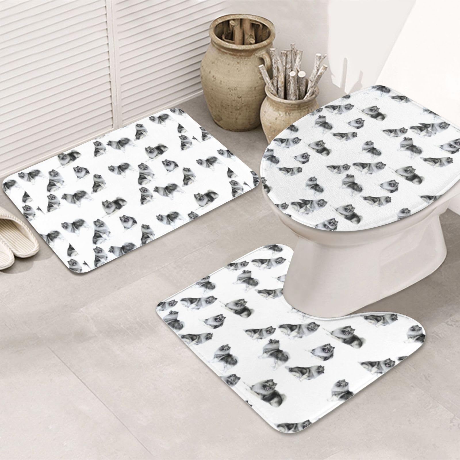 Tapis de sol de salle de bain lavables Keeshonds pour vos matins en douceur