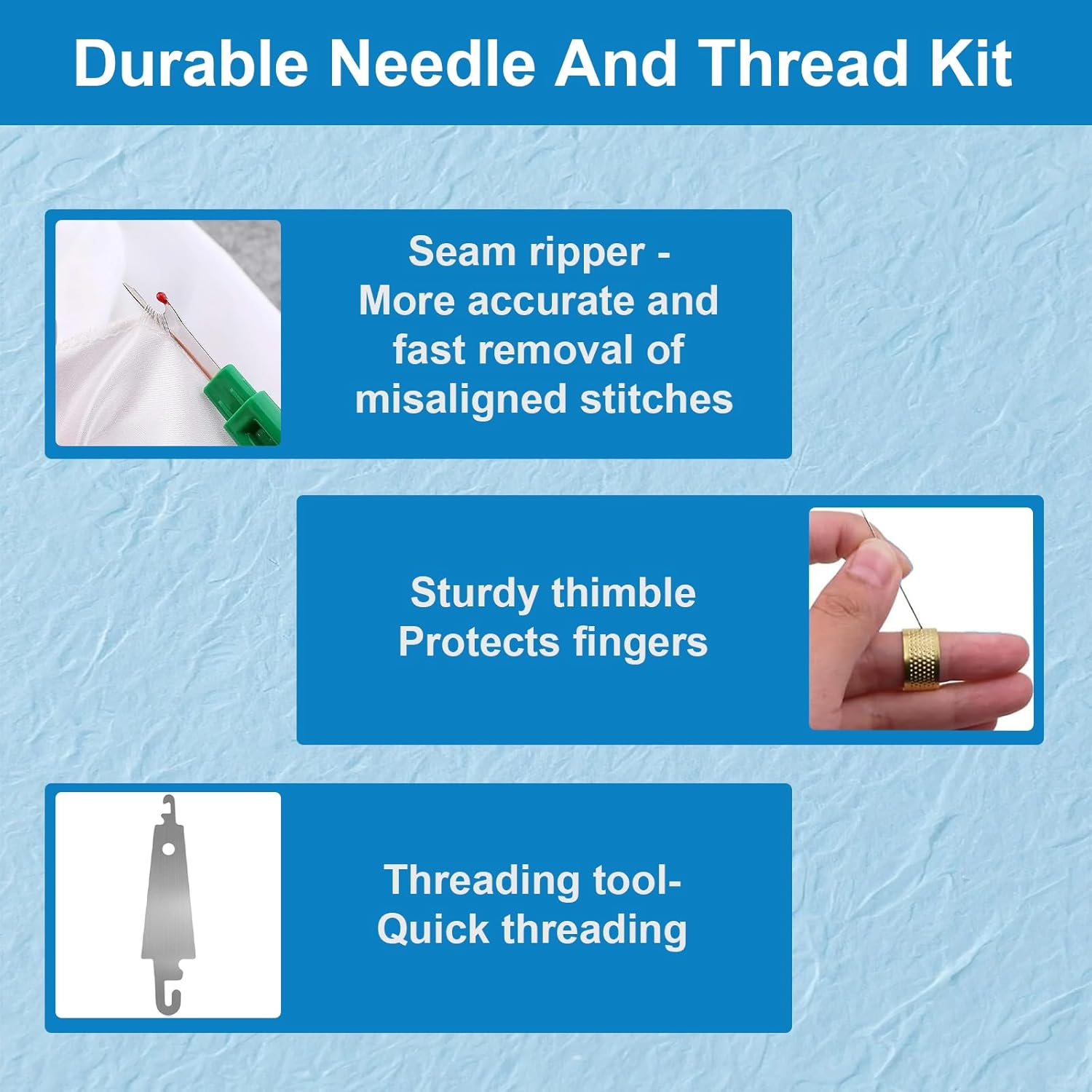 Big Eye Steel Sewing Needles Kit, Stainless Steel Needles for Hand Sewing, 2025 New Sewing Kits, Beginner Sewing Kit, Adequate Needles and Thread, Student Dormitory Sewing Kit (8c-38pcs) - Image 6