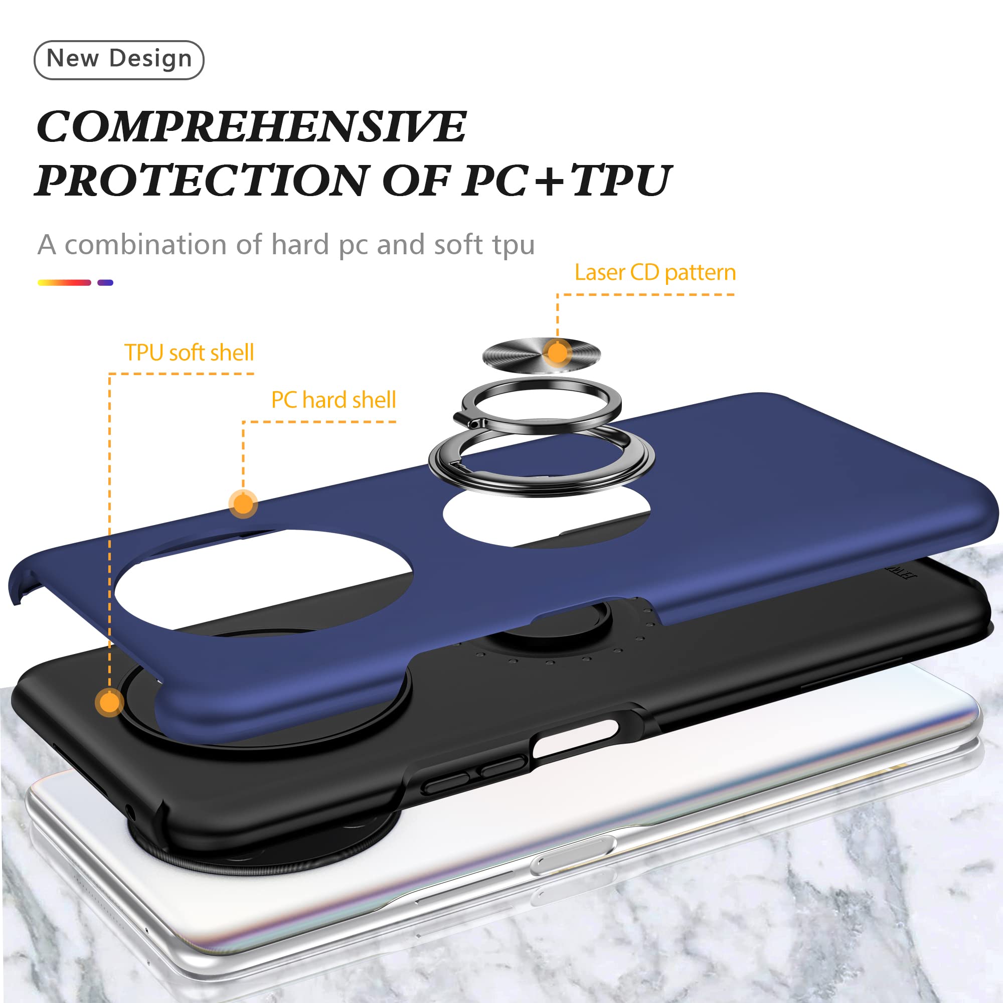 Custodia NEINEI Per Honor Magic4 Lite/X9 4G/5G + 2 Vetri Temperati – Cover Con Staffa Invisibile, Blu
