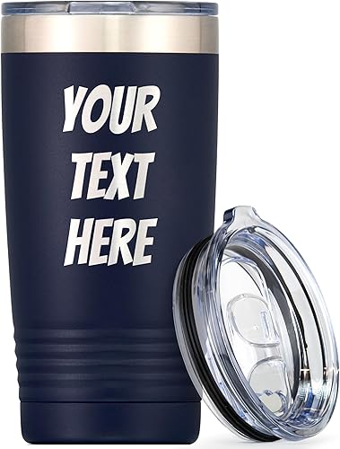 Miniatura 1 de Vaso personalizado con texto grabado personalizado, taza de acero inoxidable de 20 onzas, vaso de café de viaje con aislamiento de doble pared con