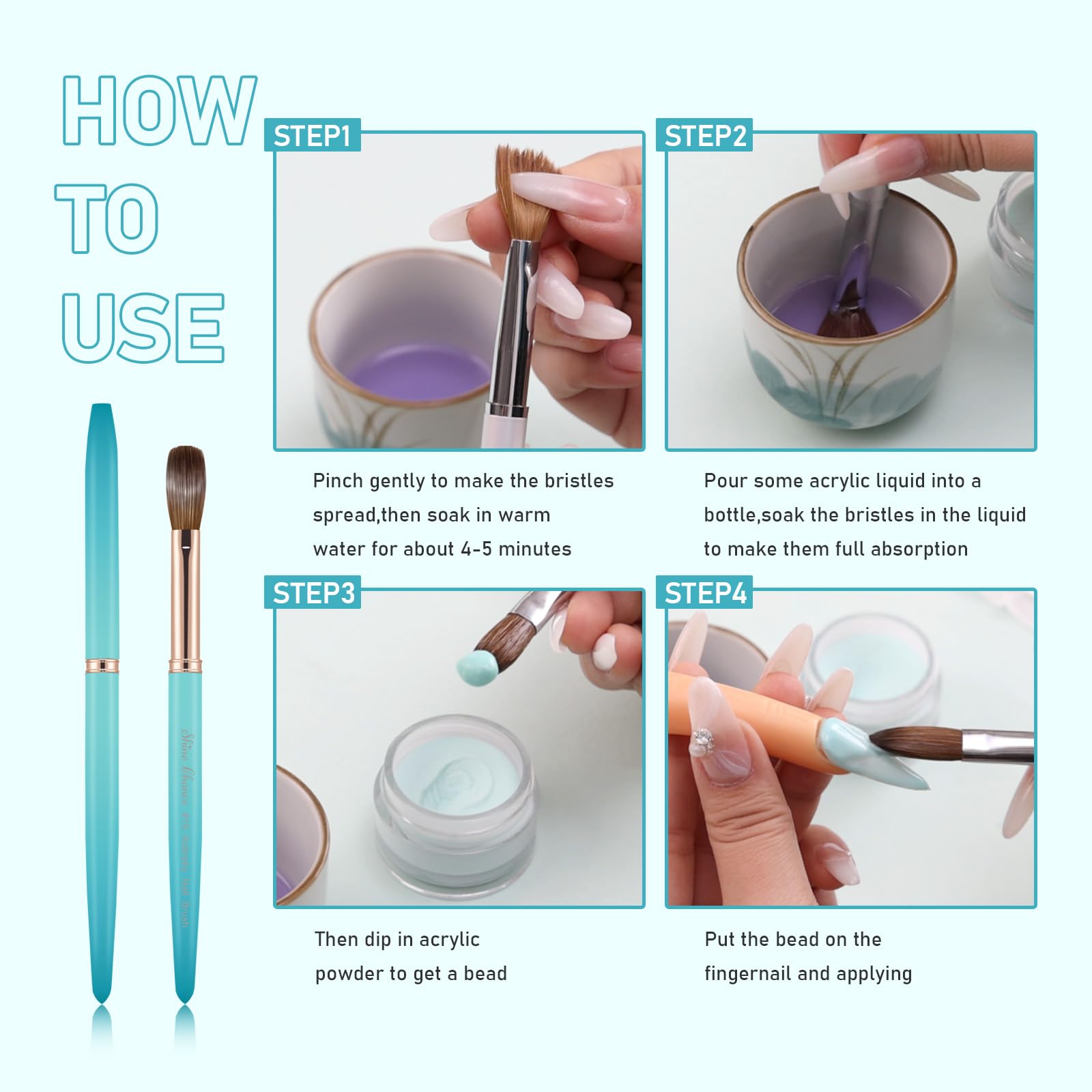 Pure Kolinsky Hair Acrylic Nail Art Brush Oval Nail Extension Tool