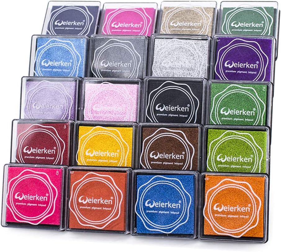 Craft Finger Ink Pad 20 Colors, Craft Ink Pad Stamps Partner DIY Color, Rainbow Washable Stamp Pads Set for Rubber Stamps Partner Color Card Making and Kids DIY Scrapbooking, (Pack of 20)