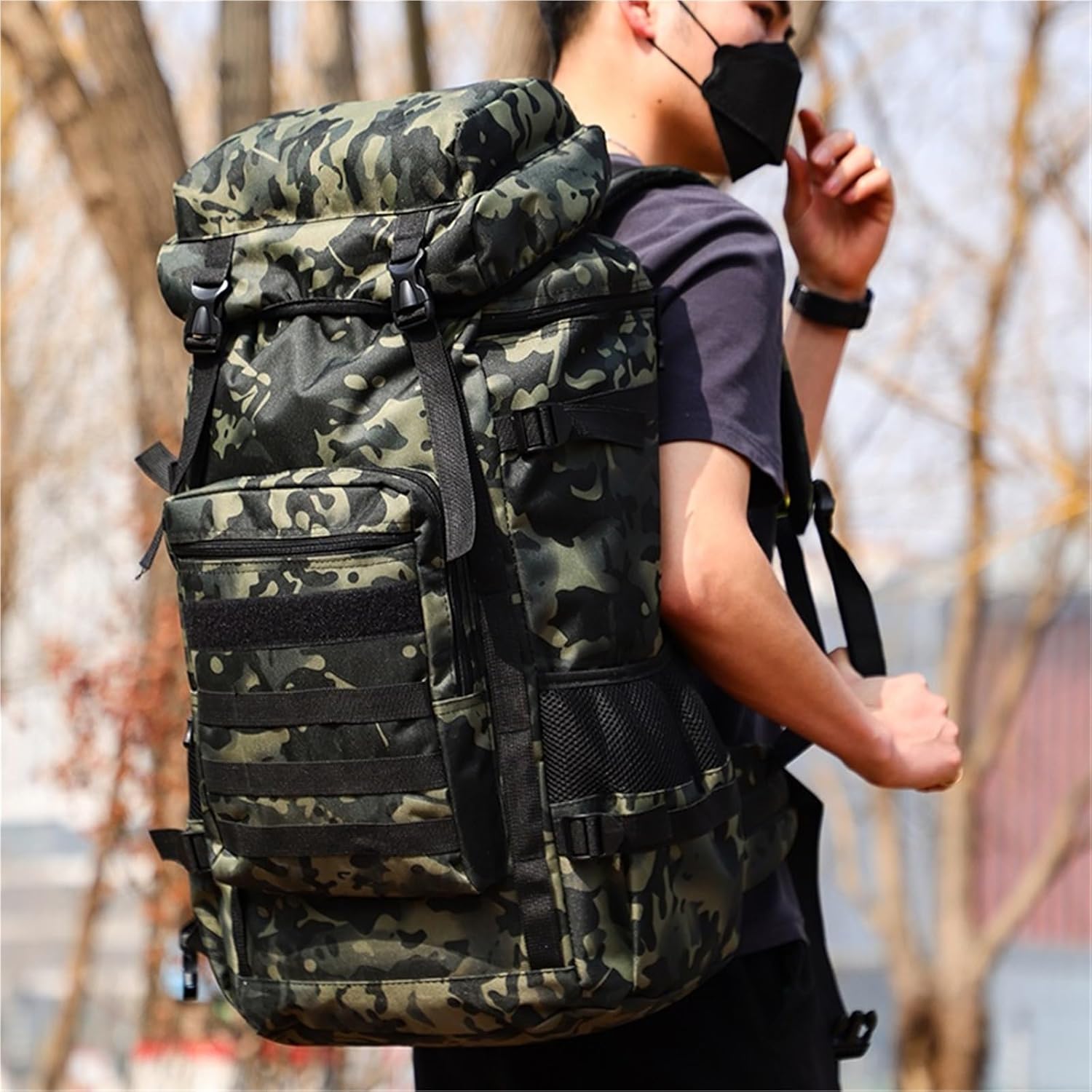 70L Large Tactical Climb Backpacks Outdoors Hiking Camping Travel Bags Climbing Rucksack(Dark gray)