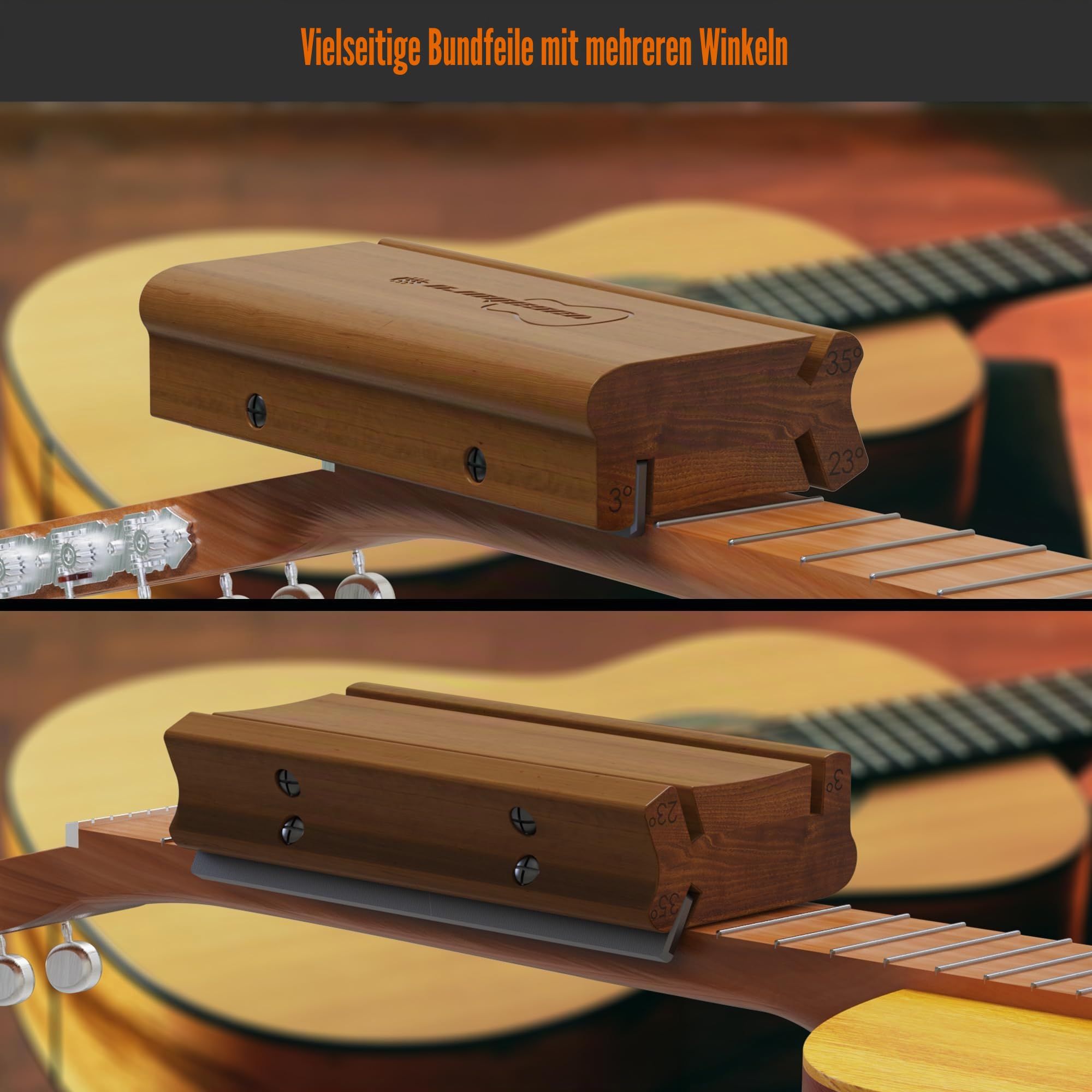 3/23/35 Grad Bundend-Feile, 3-in-1-Bundfeile, für Gitarre, Bass, Bundendverband, Gitarren-Bundkrönung, Endbearbeitung, Schrägfeile zum Abrunden, Formen und Entgraten von Bundsprossen