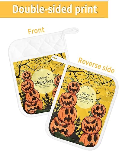 Miniatura 2 de Halloween 2Pcs Pot Holders for Kitchen, Non Slip & Heat Insulation Terry Cloth Potholder Set with Pocket, Thick Hot Pad Oven Mitts Trivet Coaster