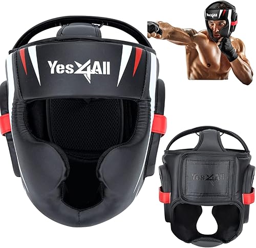 Yes4All Full Face Boxing Headgear - Adjustable Headgear for Muay Thai, MMA, Sparring, Kickboxing