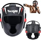 Yes4All Extreme Full Face Boxing Headgear, Adjustable Sparring Headgear, Martial Arts Helmet with PU Leather for Muay Thai, MMA Training, Sparring, Kickboxing