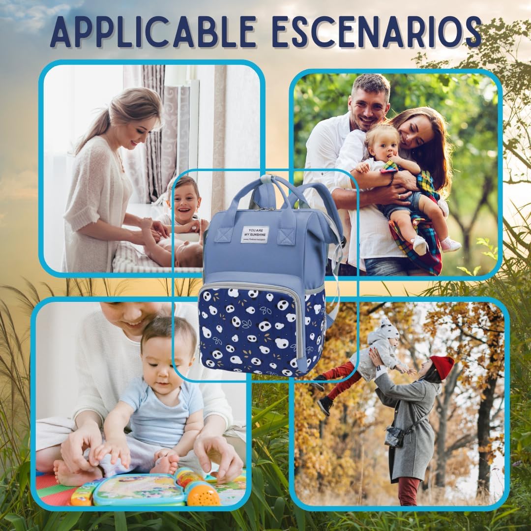 Small Diaper Bag Backpack for Baby Boy with Insulated Pockets, Stroller Straps. Blue Baby Bag for Mom Dad.