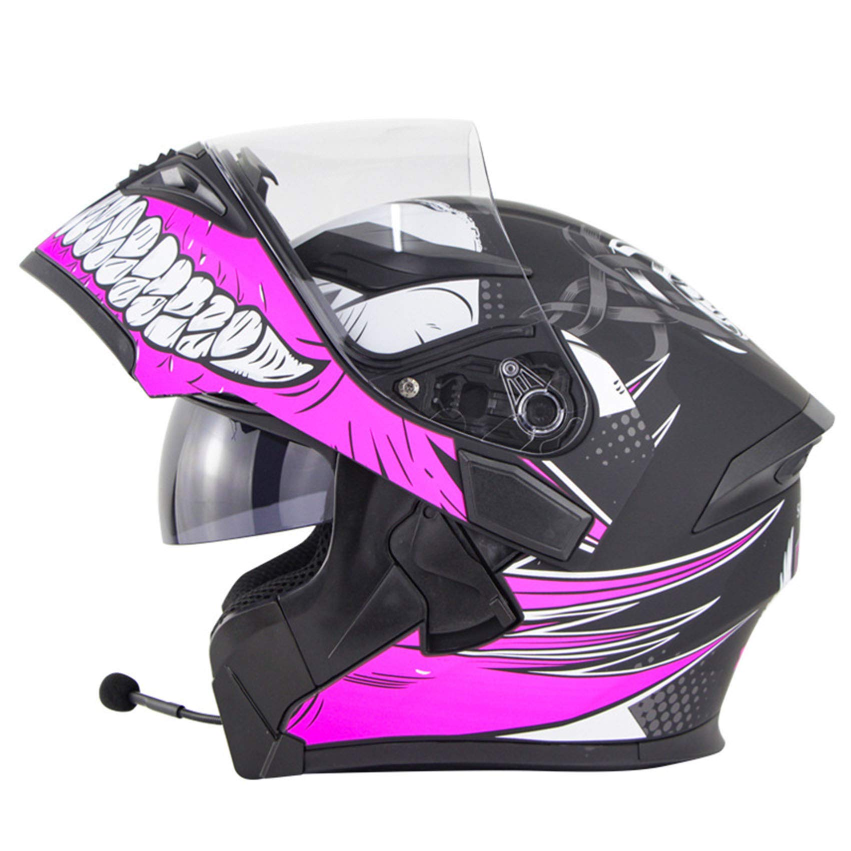 DINDO Modular Bluetooth Motorcycle Helmets, DOT Approved Flip Up Helmets Dual Visor Street Bike Racing Helmet for Men Women, Cool Urban Snowmobile Helmet with Built-in Headset Microphone