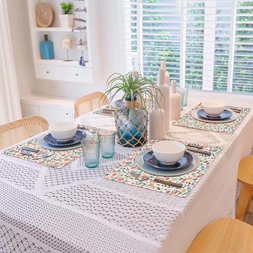 Miniatura 8 de Flowers Interesting Placemats Set of 4 Table Mats Washable Placemat Waterproof Place Mats for Party Home Dining Table Decor 18x12 in