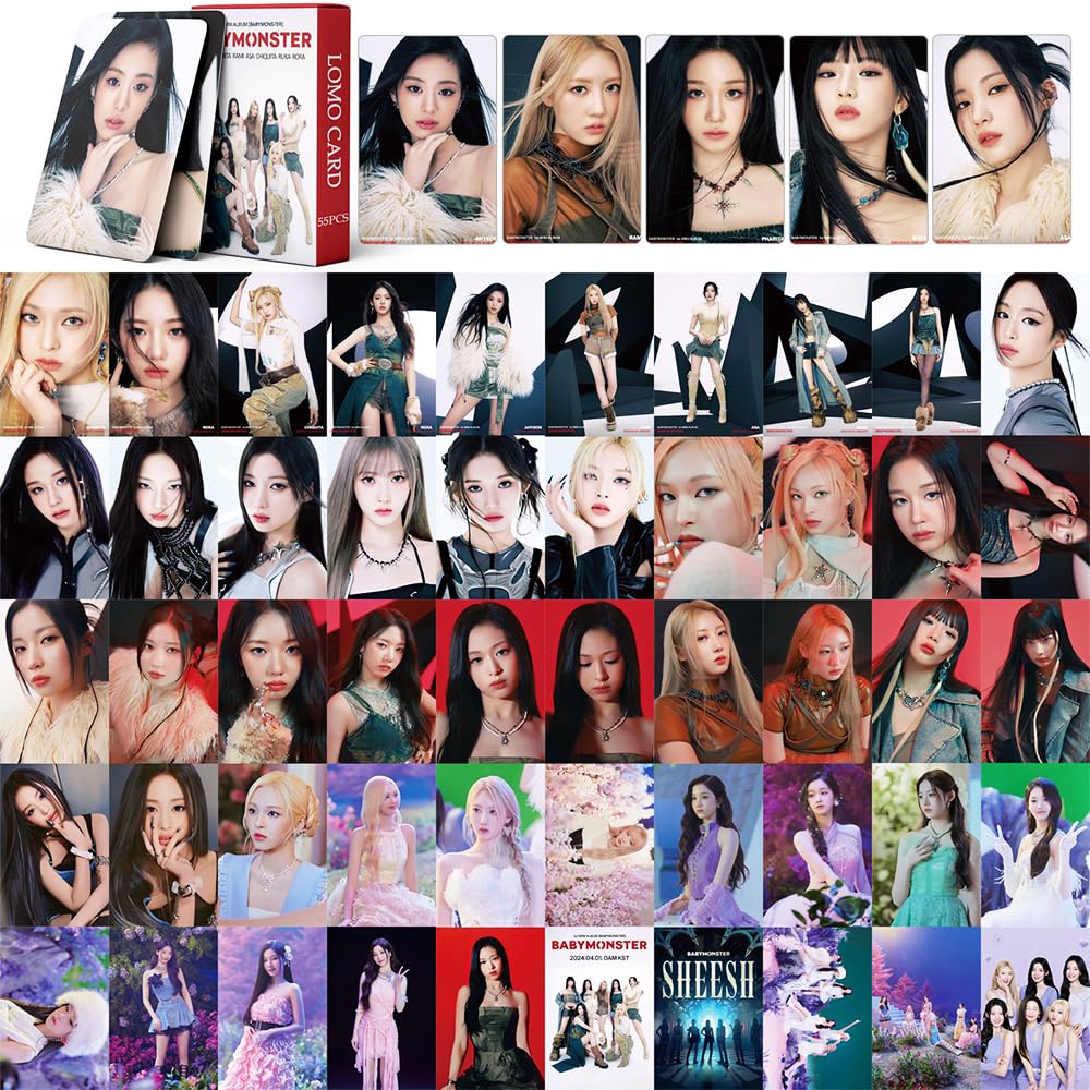 Funwaretech BABY MONSTER SHEESH Photocards 55 peças 2024 BABY
