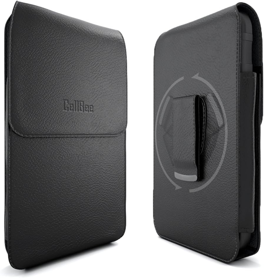 CellBee Leather Pouch Carrying Case with Belt Clip and Stylus Touch Pen for Samsung Galaxy S4/S3/S2 - Vertical Black