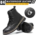 OWIF Bottes d'orteil en acier pour femmes hommes, 6" Chaussure de construction de orteil de sécurité résistant aux glissements, étanche et confortable