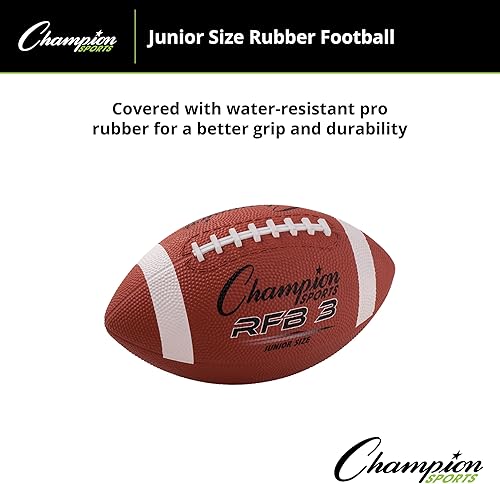 Miniatura 2 de Champion Sports Rubber Football Durable All-Weather Football with Enhanced Grip - Backyard Play & Training Pee Wee to Official Sizes