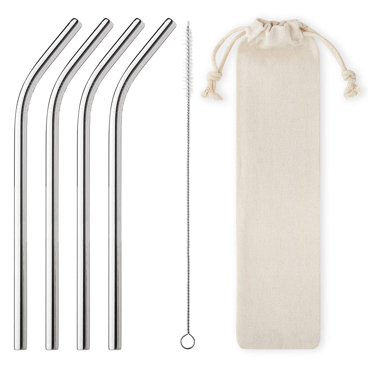 12 Pack of 6mm Wide Eco-Friendly Stainless Steel Straight Metal Straws Set Reusable Silver Drinking Straws for Iced Coffee Tea Bubble Tea Tumbler with Travel Pouch & Cleaning Brush Smoothie Milkshake