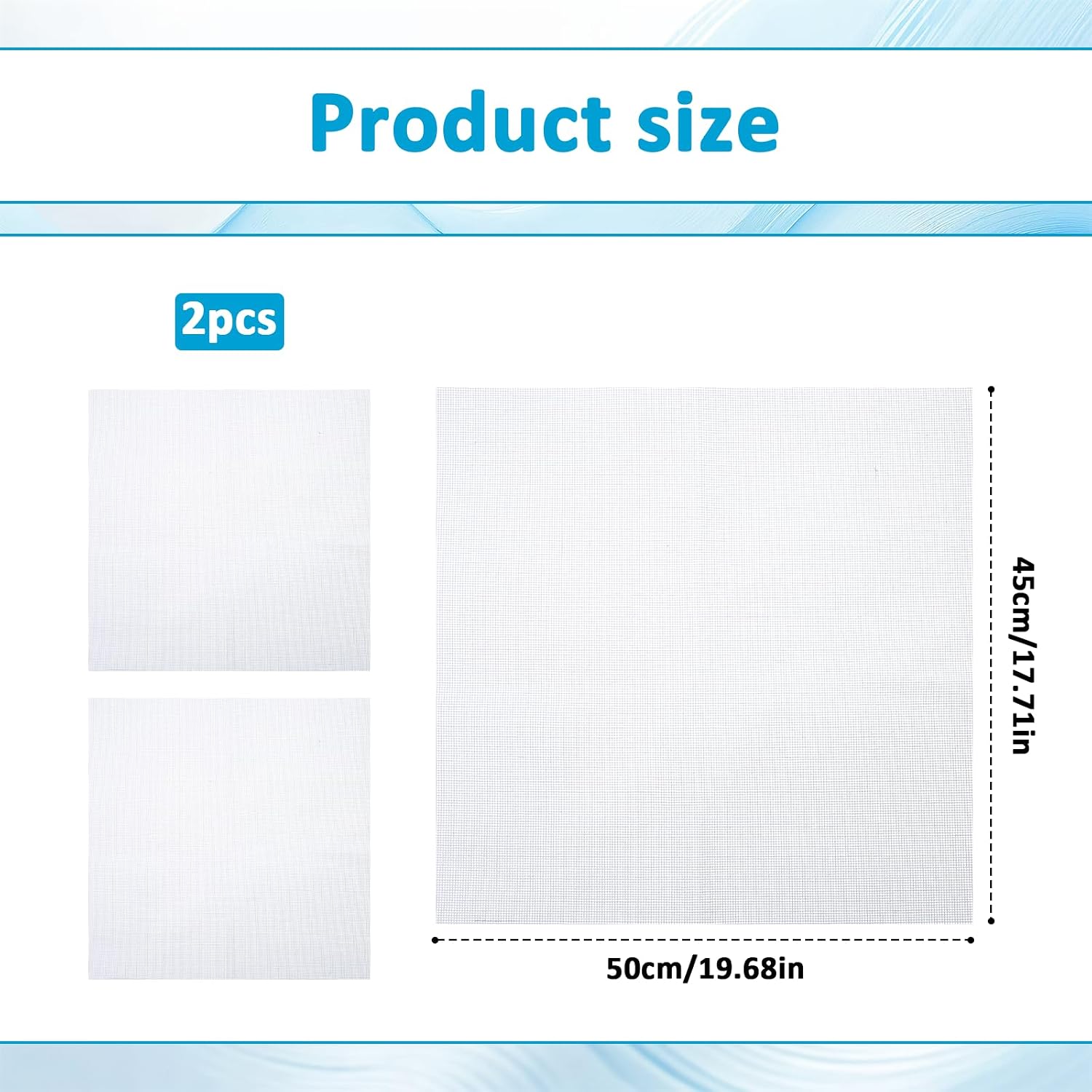 2 Pieces 14 Mesh Needlepoint Canvas, 19.6 x 17.7 Inch Blank Polyester Cotton Canvas White Plastic Canvases Sheets for Embroidery, Cross Stitch & Knit Crochet Projects