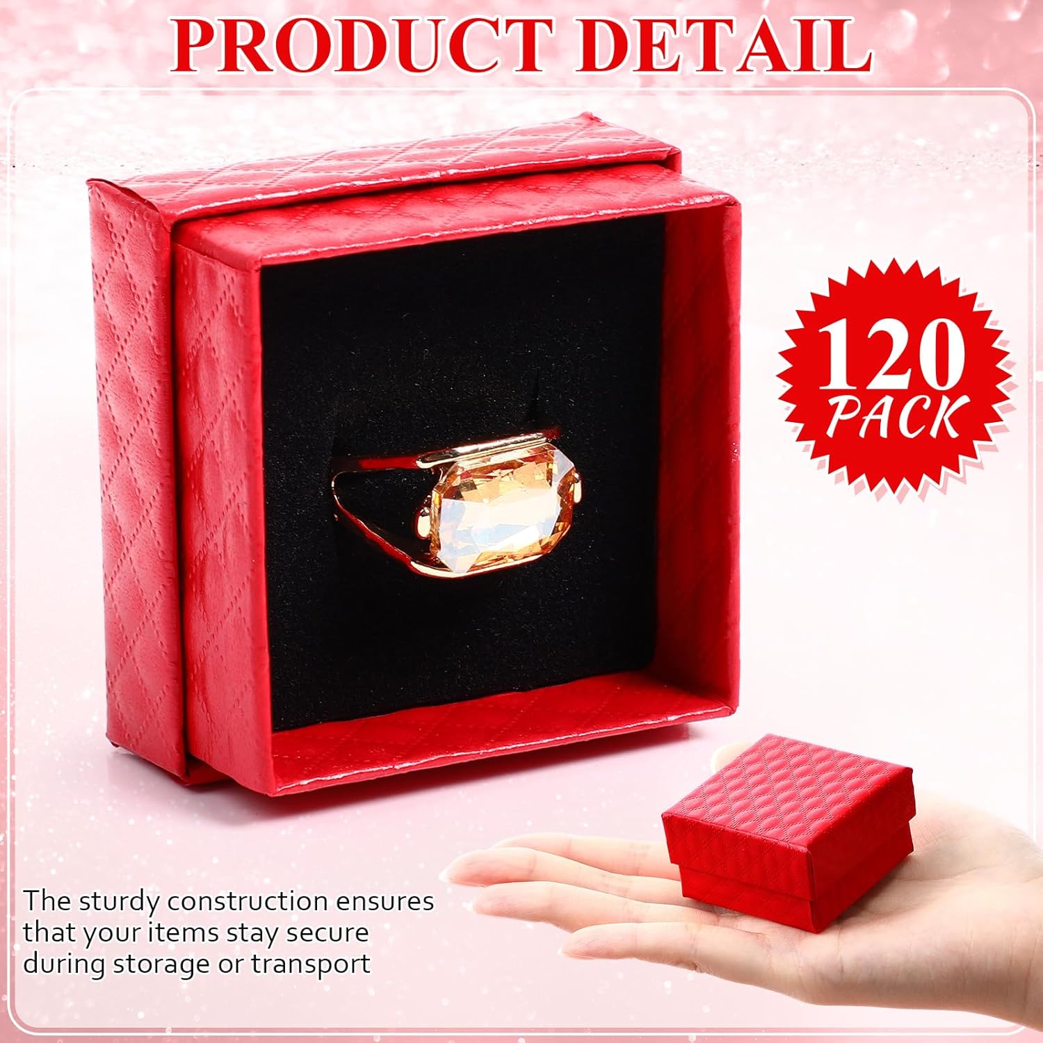 Kenning 120 Pcs Red Jewelry Gift Boxes 1.97 x 1.97 x 1.18 Inches Small Gift Boxes, Jewelry Display Case for Necklaces Pendant Rings Earrings